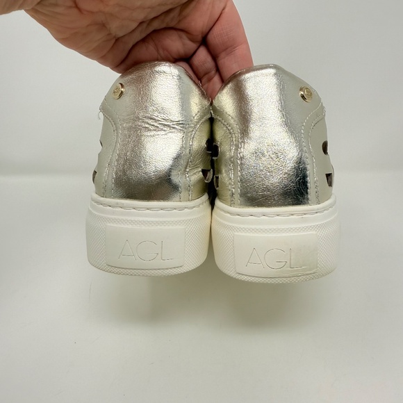 New AGL Mandi Cut Out Sneaker In Platinum Sz 39 - Picture 6 of 14